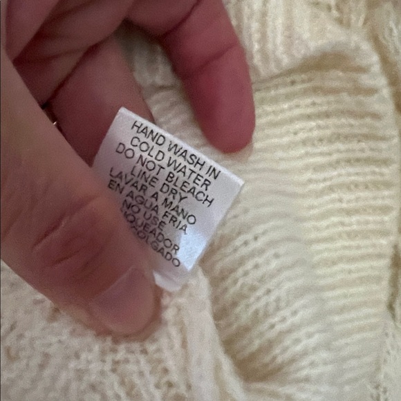 Entro Cream Boho Chic Ruffled Cable Knit Sweater - Picture 5 of 8